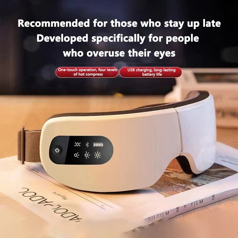 New Smart Eye Massager Vibration Eye Care Massage Instrument Bluetooth Music Heated Eyemask Dry Fatigue Relief Portable Foldable