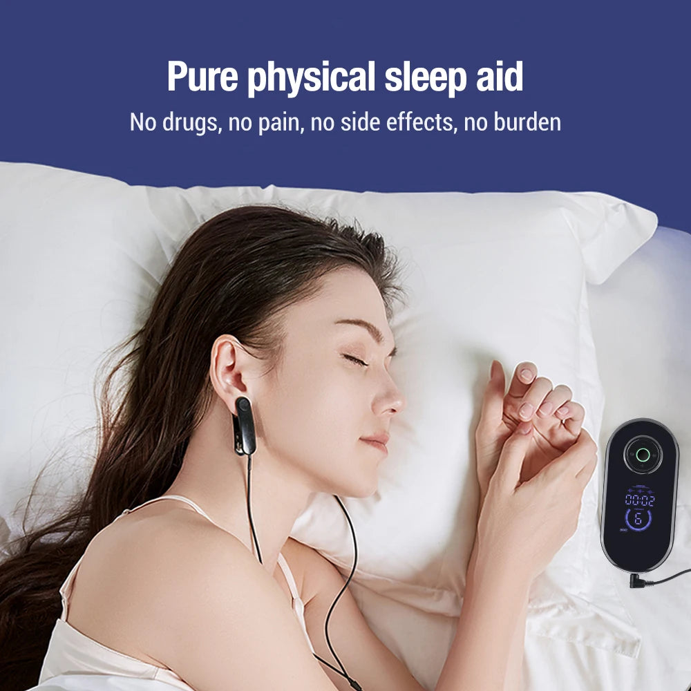 CES Microcurrent Sleep Aid Device Insomnia Anxiety Headache Relief Electric Ear Clip Type Acupuncture Fast Sleep Instrument