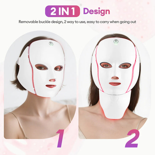 7 Colors Photon Facial LED Mask Red Light Therapy Anti Aging Face Neck Beauty Mask Relaxation Treatment Anti-Wrinkle Skin Care