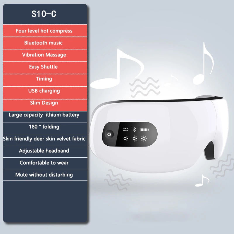New Smart Eye Massager Vibration Eye Care Massage Instrument Bluetooth Music Heated Eyemask Dry Fatigue Relief Portable Foldable