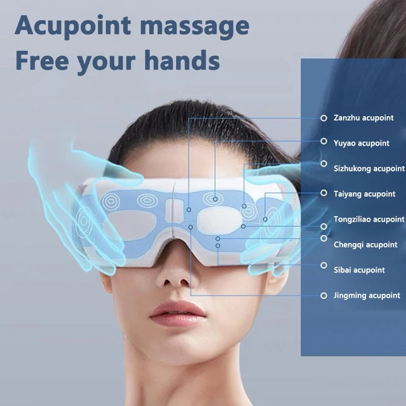 New Smart Eye Massager Vibration Eye Care Massage Instrument Bluetooth Music Heated Eyemask Dry Fatigue Relief Portable Foldable